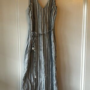 Ann Taylor Blue and White Sleeveless V-Neck Sundress